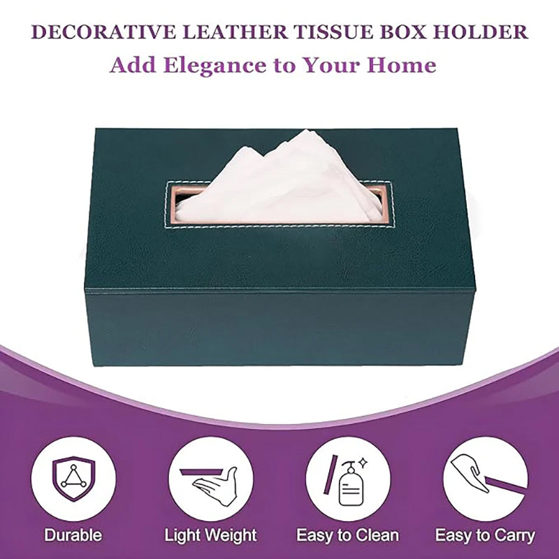 Elvan Faux Leather Tissue Holder - Green media 5