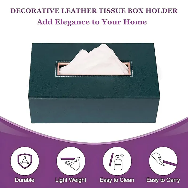 Elvan Faux Leather Tissue Holder - Green media 5