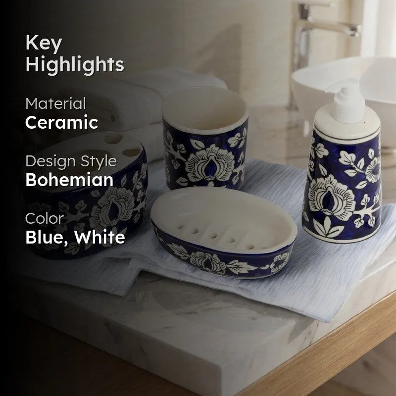 Floral Aura Ceramic Bathroom Set - Four Piece Set media 2