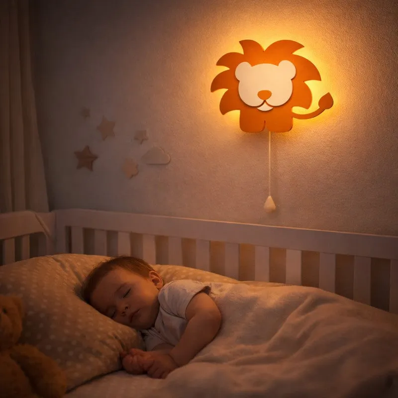 Silenor Lion Battery Operated MDF Wall Lamp - Orange media 4