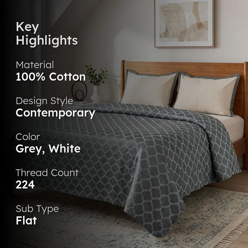 Axis Aura Cotton Bedsheet (Grey) - 224 TC media 2