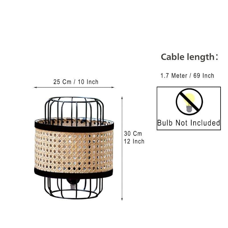 Mystane Rattan Table Lamp - Large - Black,Beige media 4