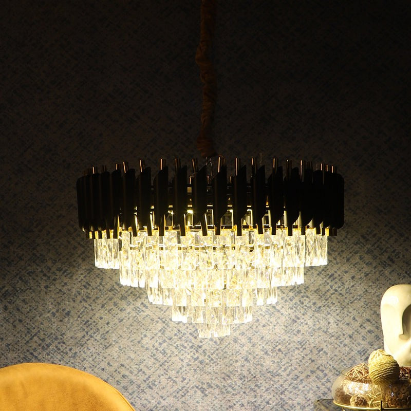 Auristra Crystal Cluster Chandelier - Black & Gold media 5
