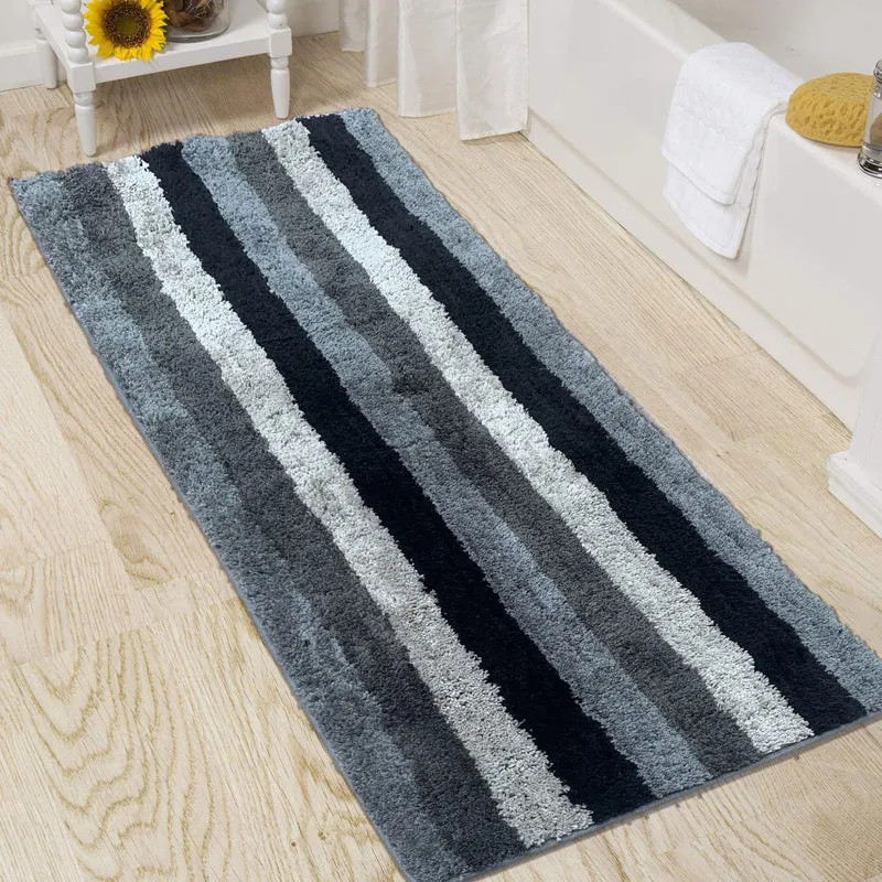 Jericho Luxe Micro Fiber Runner Rug - Grey, Black media 1