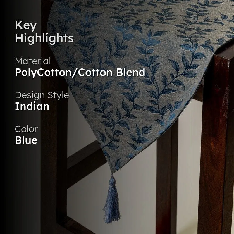 Elle Leafsy Jacquard Table Runner - Blue media 2