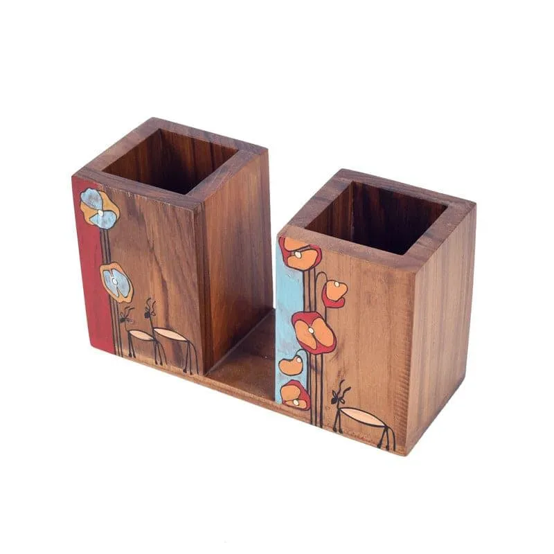 Floral Bloom Wooden Cutlery Holder media 5
