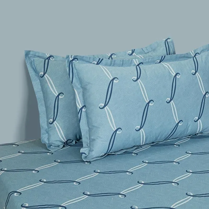 Swayam Laksha Leaf Cotton Bedsheet (Blue) - 250 TC media 3