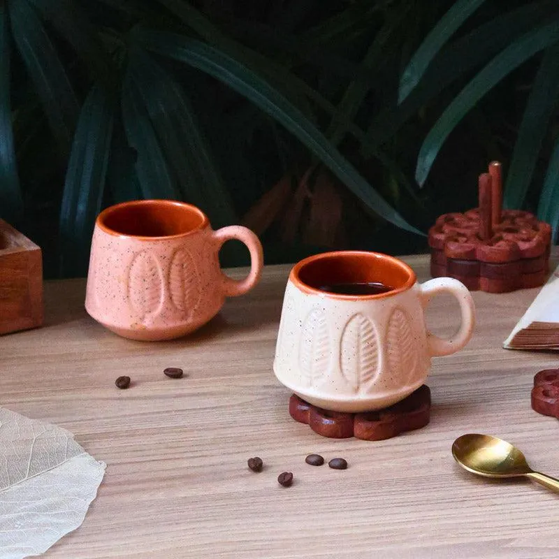 Bergo Ceramic Tea Cup (200 mL Each)/Pink,White)- Set of Two media 4