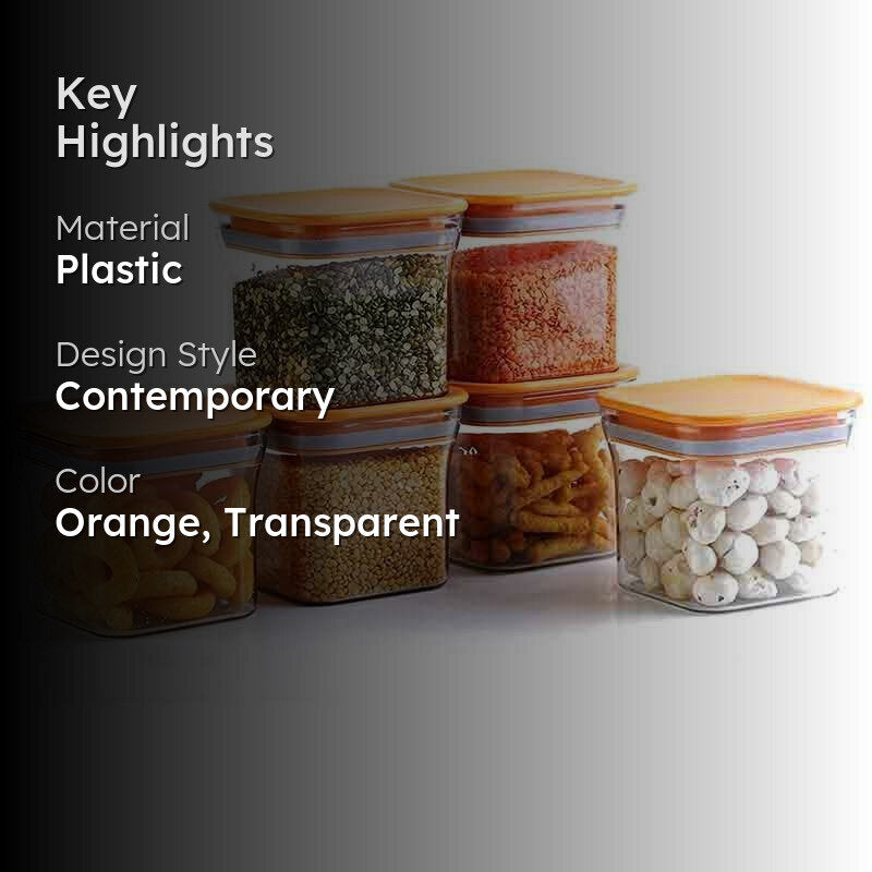 Orange Square Squad Container (600 mL Each) - Set Of 6 image 2