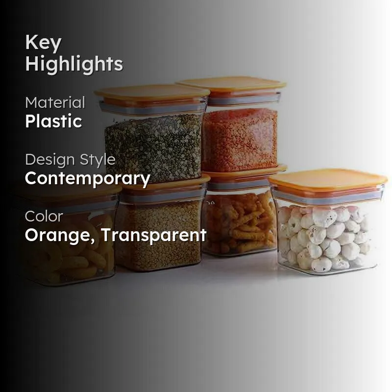 Orange Square Squad Container (600 mL Each) - Set Of 6 media 2
