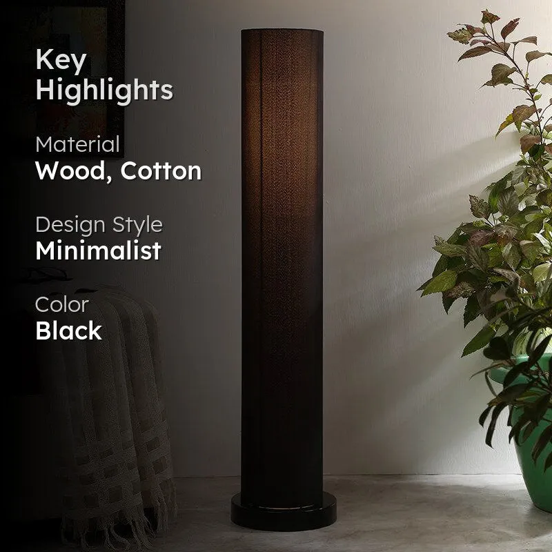 Eshe Wooden Tower Floor Lamp - Black - Black media 2