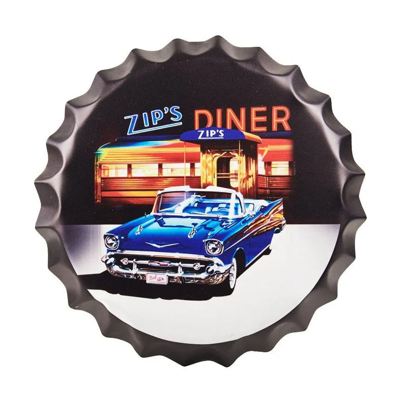 Zip'S Diner Bottle Cap Metal Wall Accent media 3