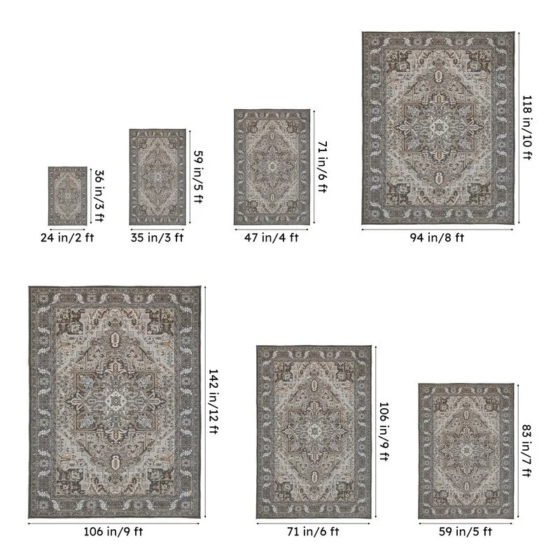 Evina Ethnic Anti Slip Polyester Carpet - Grey media 10