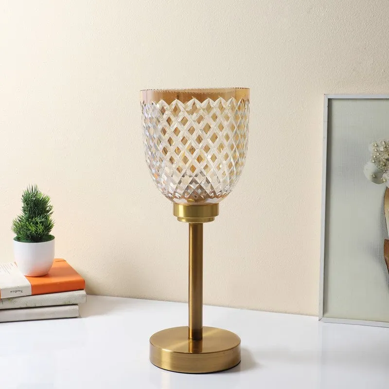 Anora Elegant Mild Steel Table Lamp - Gold,Transparent media 4