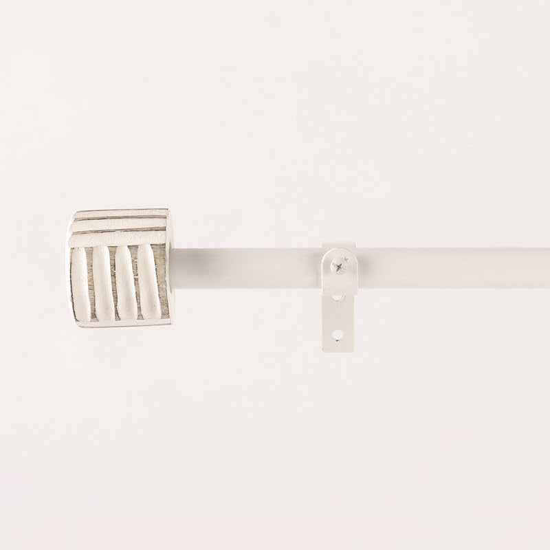 Cubis Etch Extendable 1" Single Curtain Rod With Round Finial & Brackets media 3