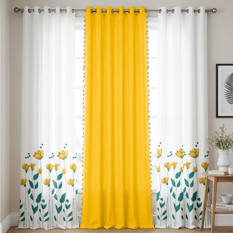 Urban Space Sunny blooms Curtains - Set Of Three media 3