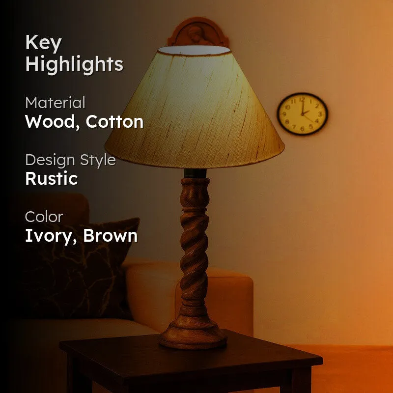 Elvane Auro Wooden Table Lamp - Ivory media 2