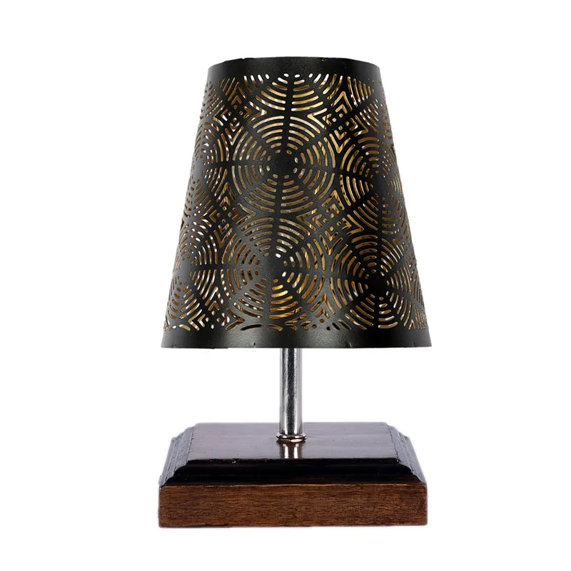 Niksha Etched Metal Table Lamp - Black,Brown media 3