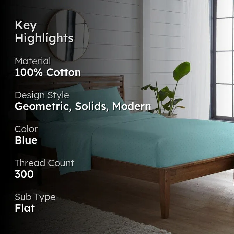 Azva Swiss Dot Cotton Bedsheet (Aqua) - 300 TC media 2