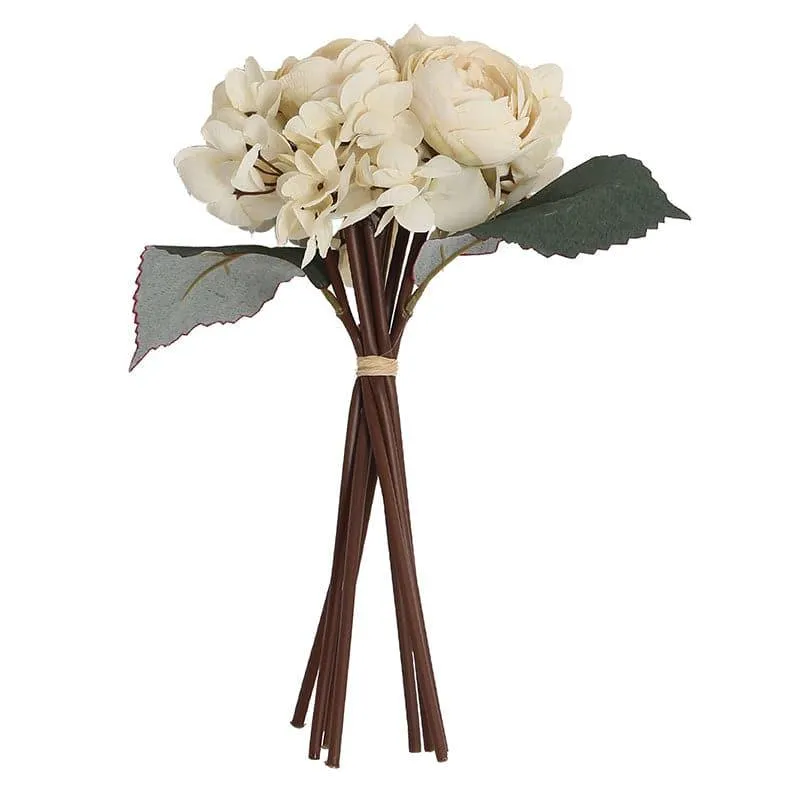 Faux Peonia Floral Bunch - White media 4