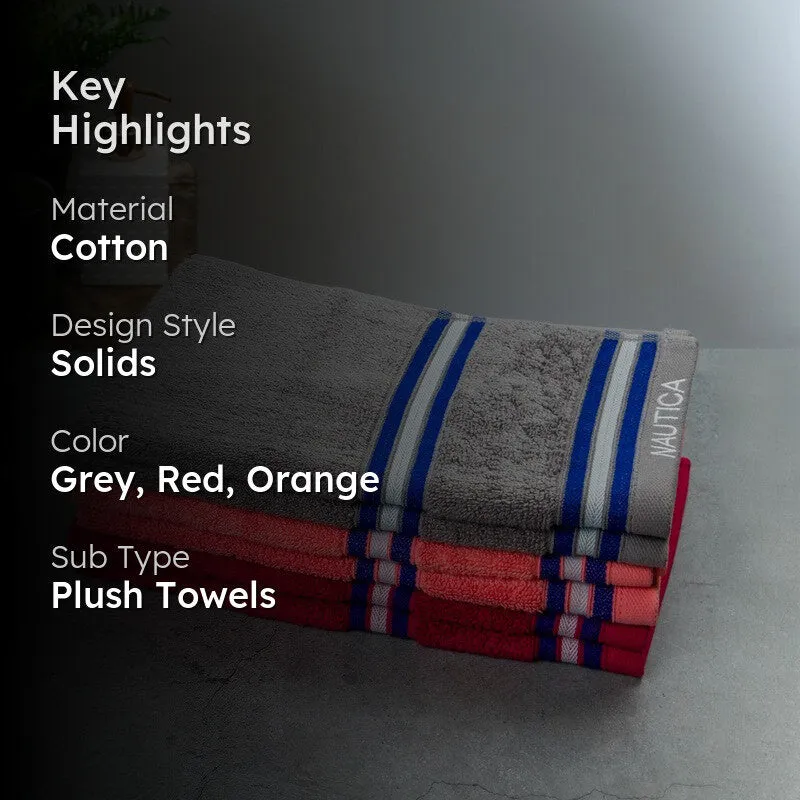 Nautica Dove Dual Down Cotton Hand Towel (Red,Lilac & Grey) - Set Of Six media 2