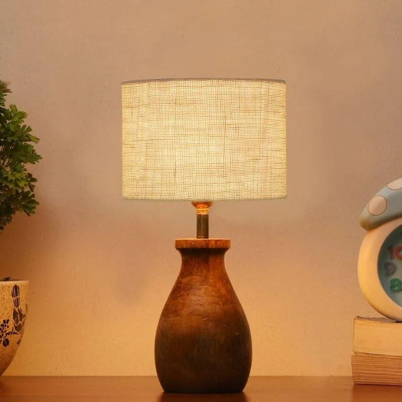 Sheldo Mista Fabric Table Lamp - Grey,Brown media 1