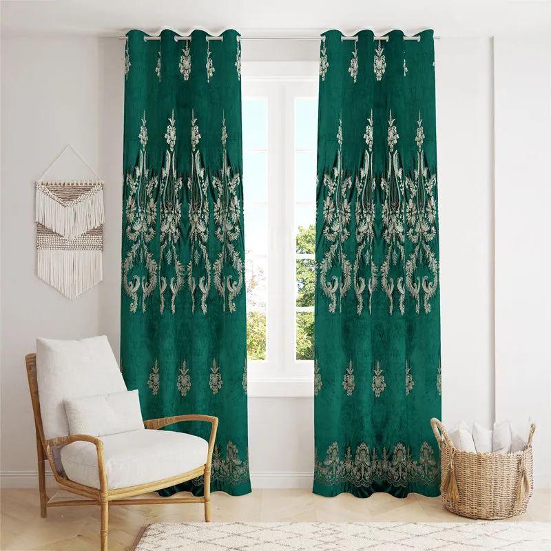 Forest Green Elegance Curtain - Set Of Two media 1