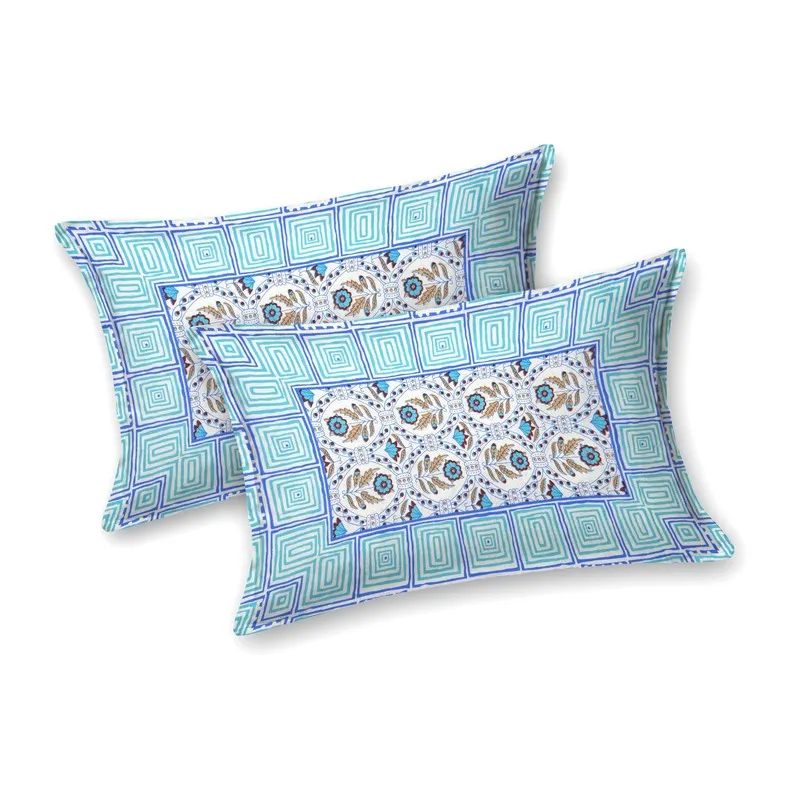 Aurao Cotton Bedsheet (Blue,White) - 240 TC media 4