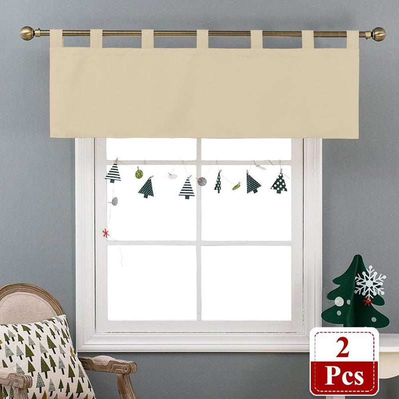 Tab Tale Flat Curtain Valance (Beige) - Set Of Two media 5