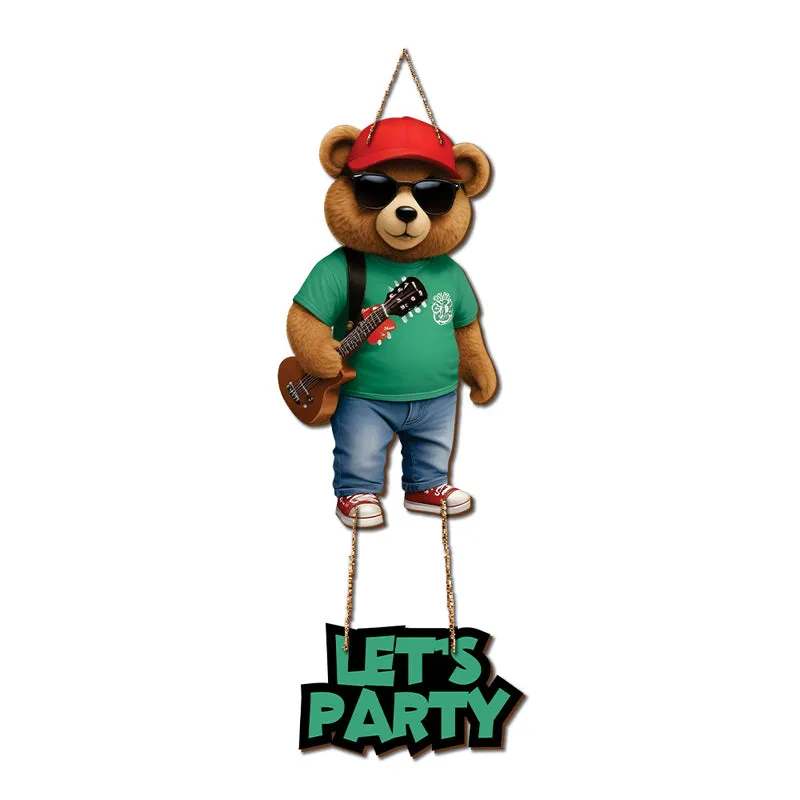 The Party Bear Wood MDF Wall Hanging media 3