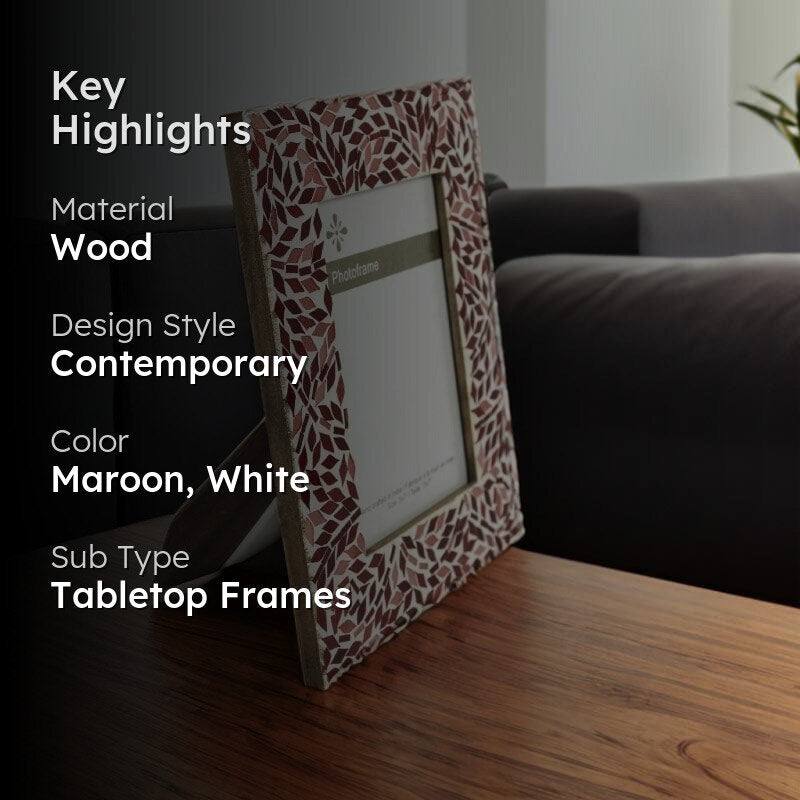 Mosaic Leafies Photo Frame - Maroon media 2