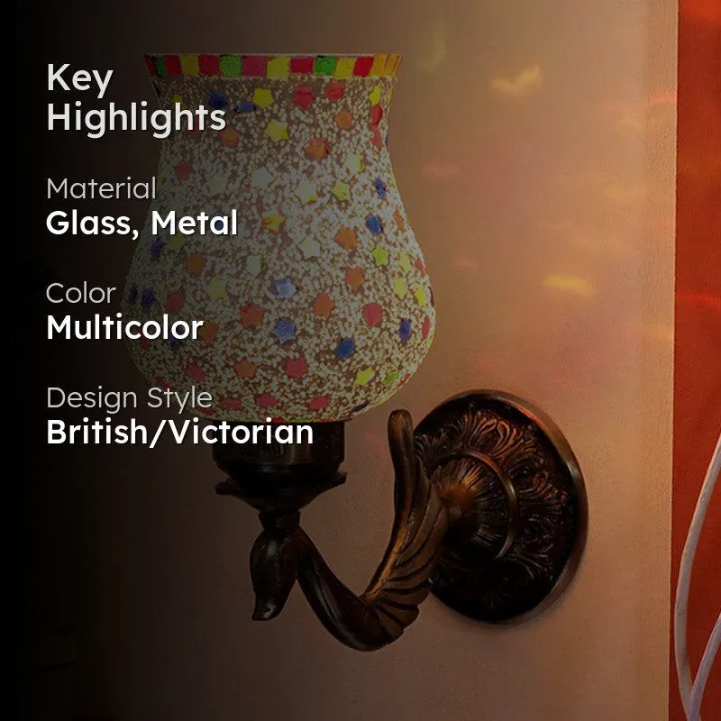 Ekta Retro Mosaic Glass & Metal Wall Lamp media 2