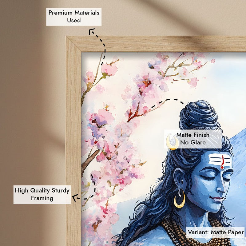Mahakaleshwar Spiritual Archival Paper Wall Painting - Natural Brown Frame media 6