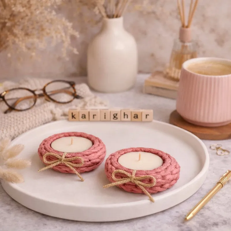 Cozy Knot Tealight Candle Holder (Pink) - Set of Two media 4