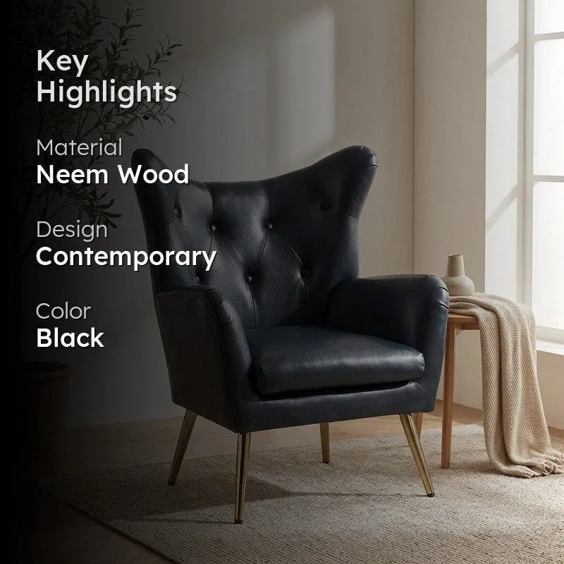 Urbano Neem Wood Lounge Chair - Black media 2
