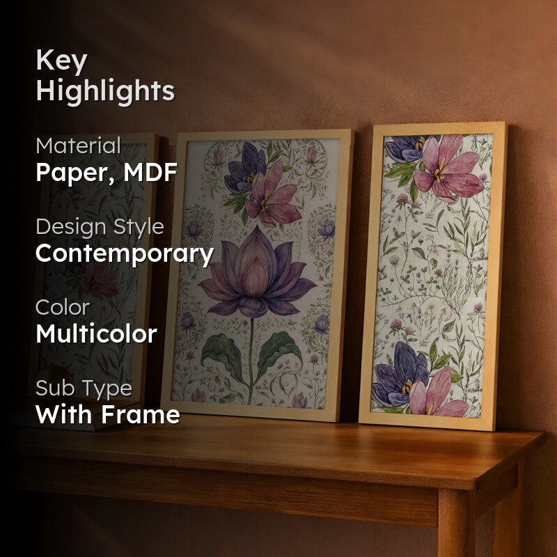 Floral Elegance Wall Art With Frame - Set of Three media 2