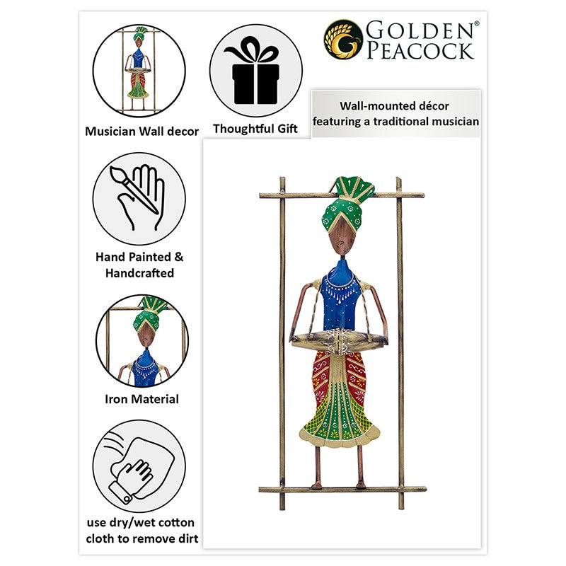 Dholak Man Handcrafted Metal Wall Accent media 3