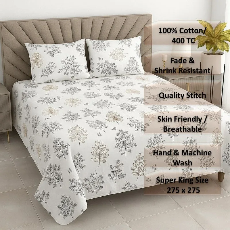 Bloom Veil Cotton Bedsheets (Beige) - 400 TC media 7