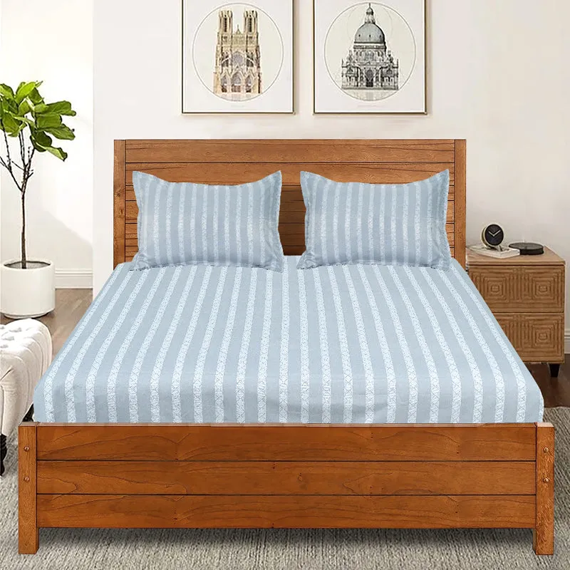 Saral Home Striped Microfiber Microfiber Bedsheet (Grey) - 350 GSM media 5