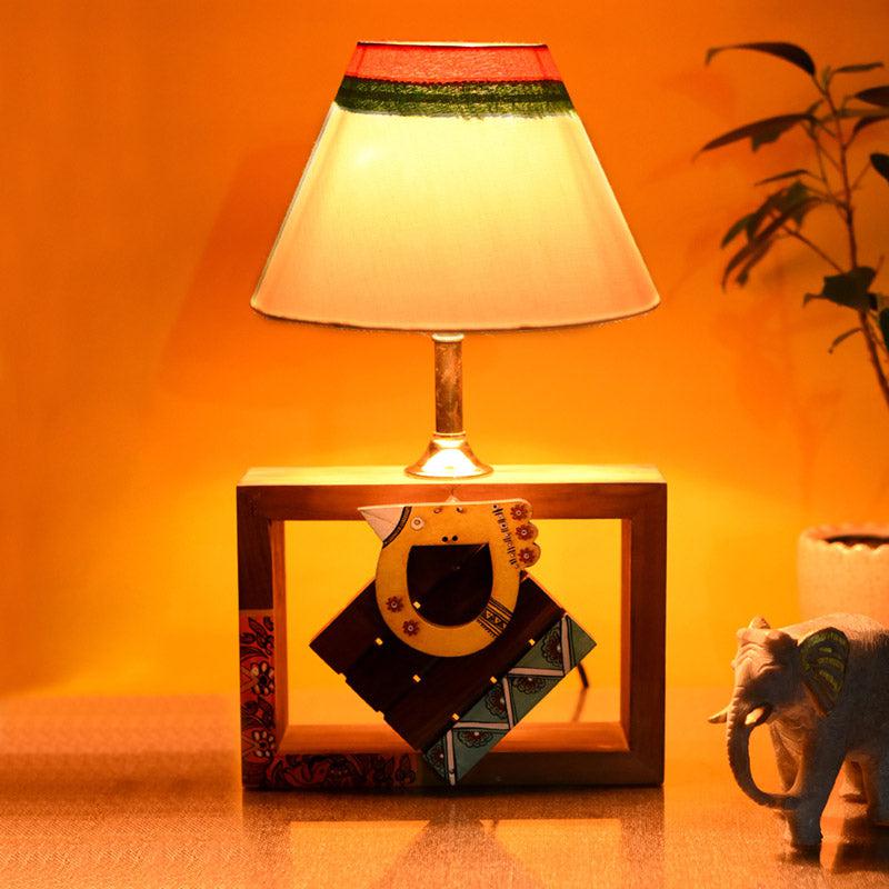 Amrita Handcrafted Wooden Table Lamp - Multicolor