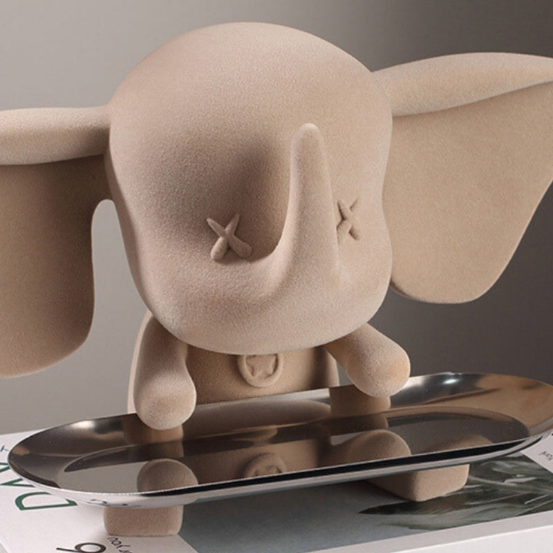 Elephant Tray Showpiece - Beige media 3