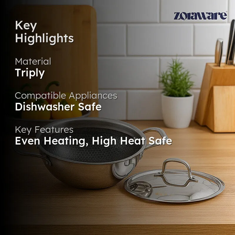Zoraware Kadhai With Lid - 2200 mL/ 22 CM media 2