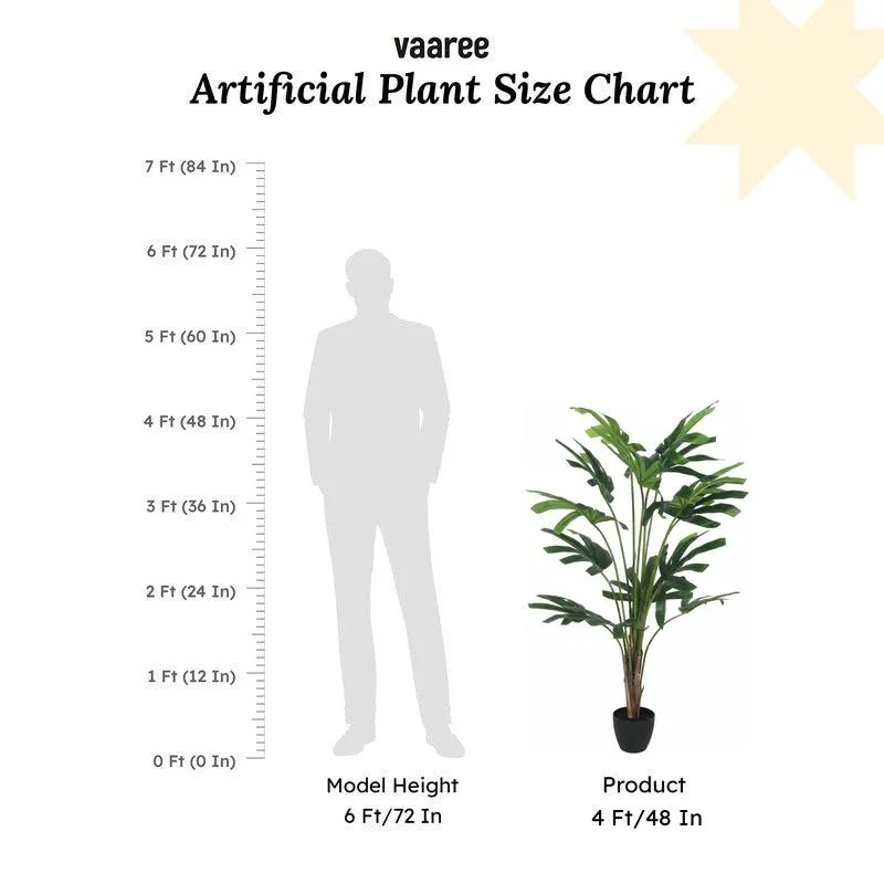 Faux Lush Rhapis Excelsa Plant With Black Plastic Pot - 4 Feet media 6