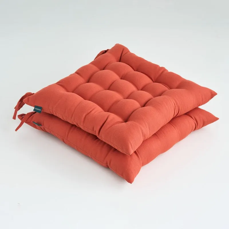 Savra Cotton Chair Pad (Orange) - Set Of Two media 3