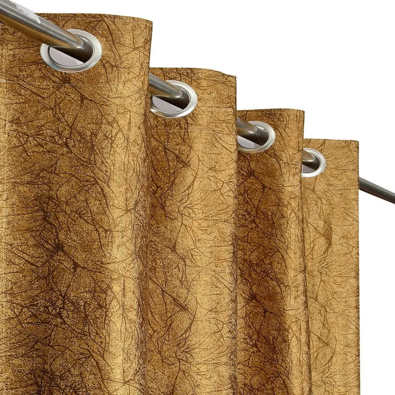 SoftFall Printed Curtains (Brown) - Set Of Two media 3