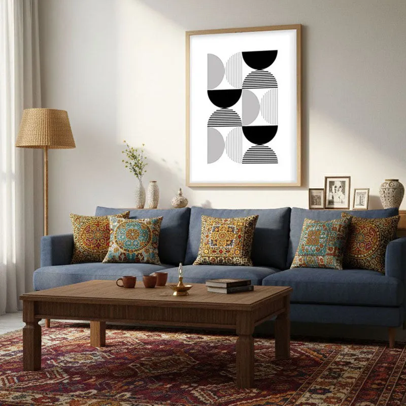 Charcoal Echoes Framed Canvas Archival Canvas Wall Painting - Natural Brown Frame media 3