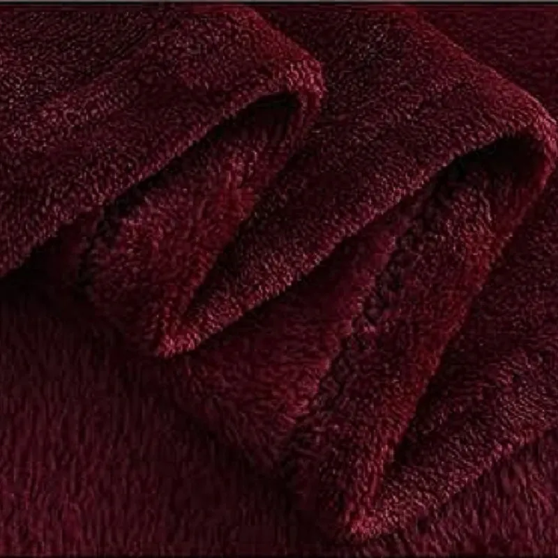 Sarva Solid Knitted Cotton Flannel Blanket (Maroon) - 190 GSM media 5