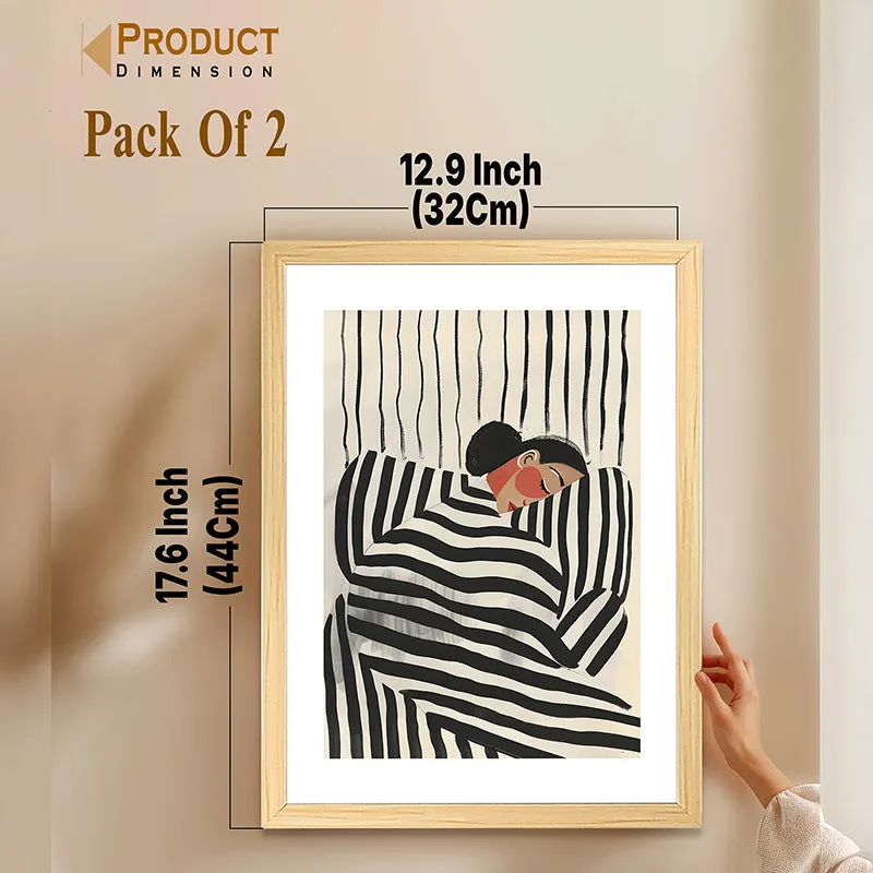 Striped Femme Wall Art With Frame - Set Of Two media 11