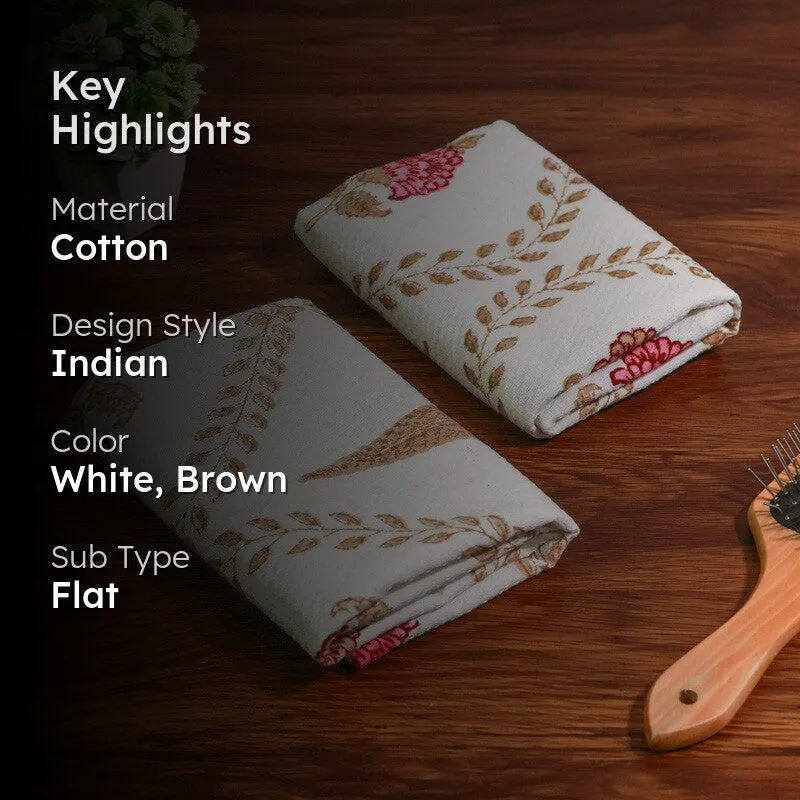 Desert Bloom Cotton Hand Towel (Mustard) - Set Of Two media 2