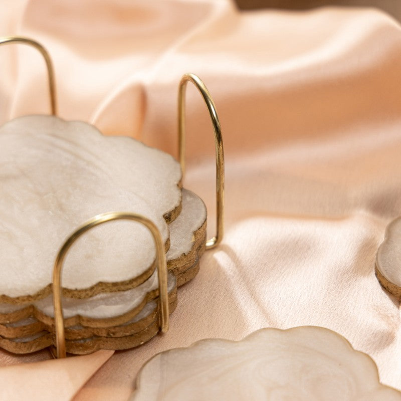 MarbleGlow Coaster Collection (Beige) - Seven Piece Set media 3